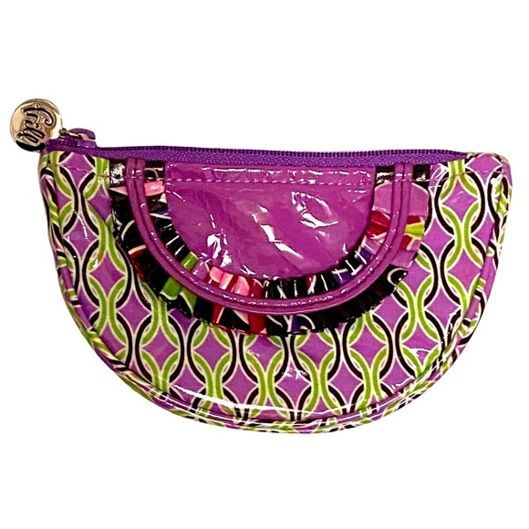 Vera Bradley Purple Green Frill Bag / Pouch Wallet - Picture 3 of 7